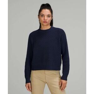 [Lululemon] Blue Night Sea Texture Play Crew Neck Sweater Classic Size Medium M